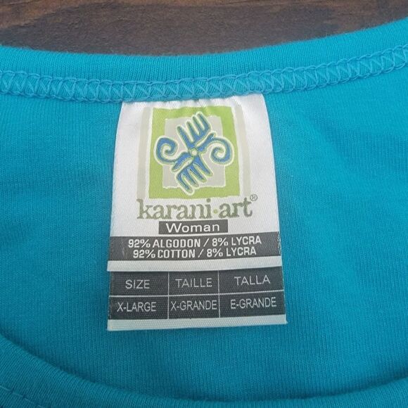 Karani Art Short Sleeve Top Mexican Design Stretch Size XL (Fits better size L) - Picture 4 of 9